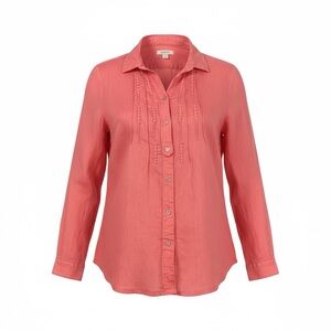 Malvin I Love Linen Pin tuck Coral Button-Down Shirt Size Medium Germany